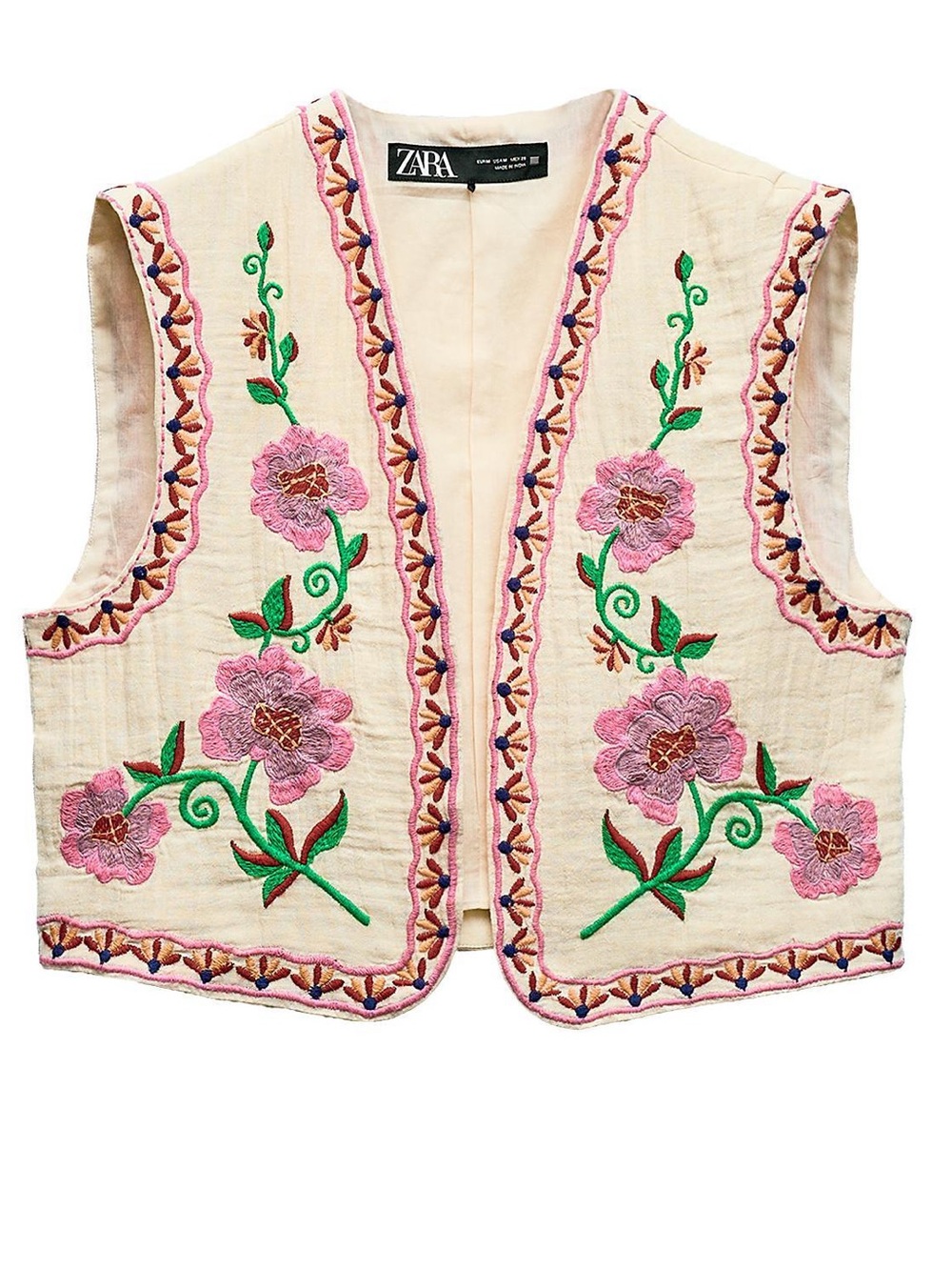 ZARA Embroidered Floral Tank Vest (Cream)